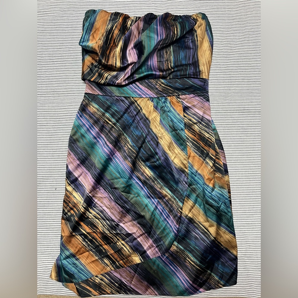 The Limited Strapless Wrap Dress Size 4 Black Gold Green Pink Zip